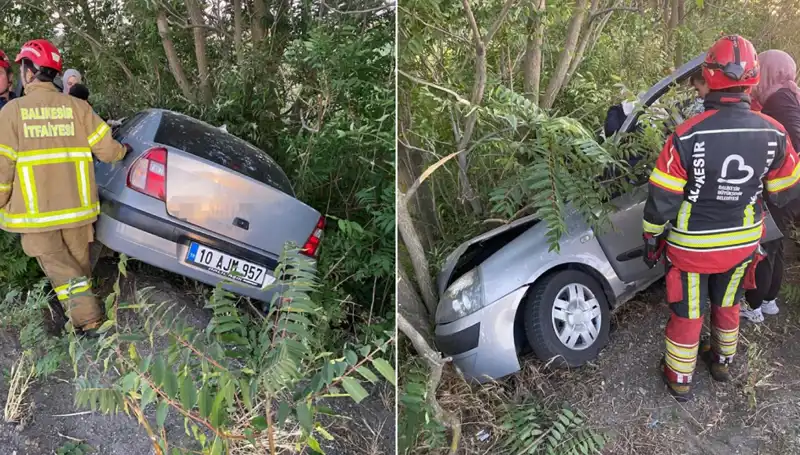 Balıkesir’de Otomobil Şarampole Yuvarlandı: İki Yaralı